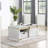 Rustic Style Antique White And Gold 1pc Coffee Table With Drawer Accessible From Both Sides, Open Shelves, And Rubber Wood Parts Contemporary Pull Out Shelves For Dining Room Setup