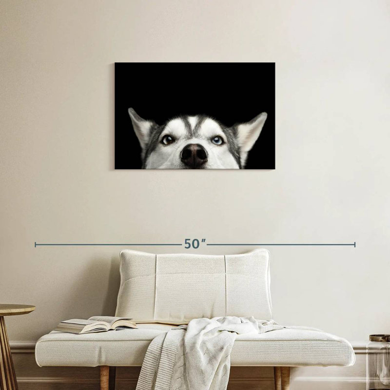 Peeking Siberian Husky, 20" H x 30" W