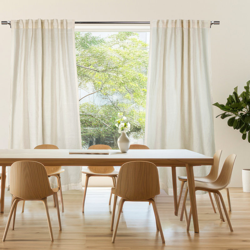Panneau de rideau simple semi-transparent en mélange de coton Colyer, L 52 po x L 108 po, Gruau