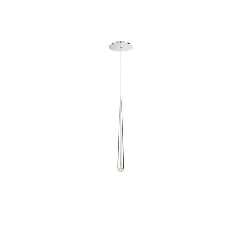 Cascade 1 - Light Single Cylinder LED Pendant, Polished Nickel, 19" H x 1.63" W x 1.63" D