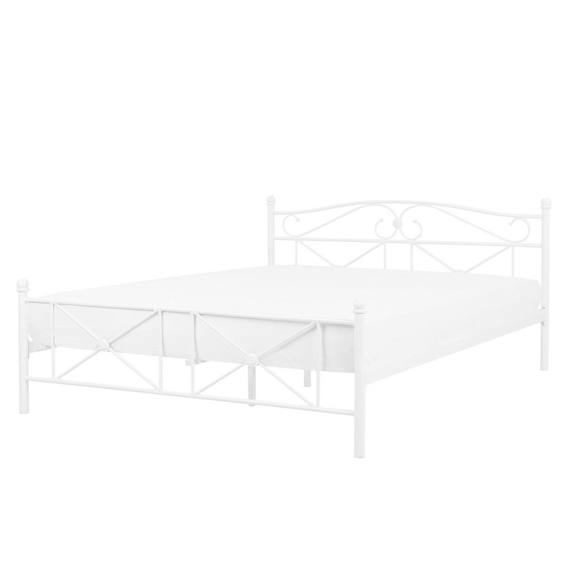 Albrightsville Metal Bed, White, European Kingsize (160 x 200 cm)