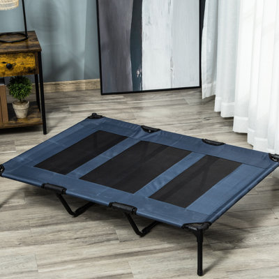 Elevated Pet Bed, 48"x36", Dark Blue Breathable For A Peaceful Night's Sleep Raised Dog Cot Mesh Outdoor Fun