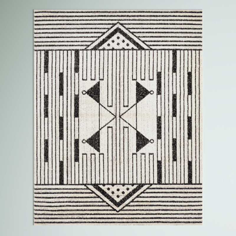 Tapis noir / ivoire Joe, Rectangle 5 pi x 7 pi