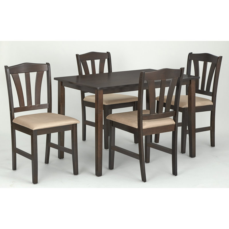 Nadie 4 - Person Solid Wood Solid Wood Top Four Leg Dining Set, Espresso