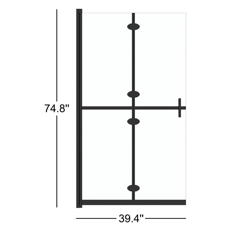 39.4'' W 74.8'' H Shower Enclosure, Twin, Black Frame/Clear Glass