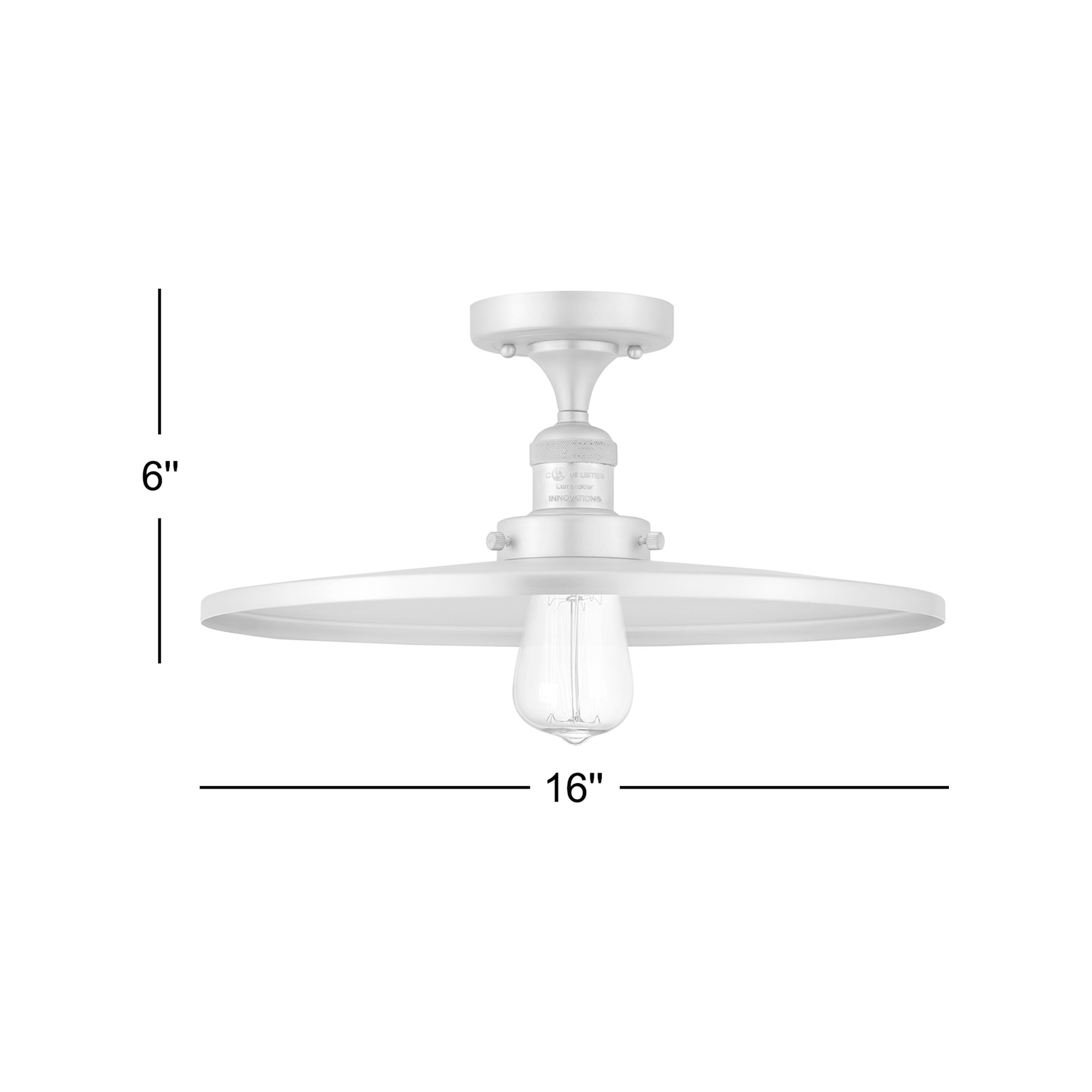 Rouvin Single Light Metal Semi Flush Mount, Satin Gold, Satin Gold, 6" H x 16" W x 16" D