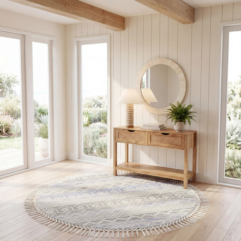Natura Flat Weave Cotton Rug, Round 6'