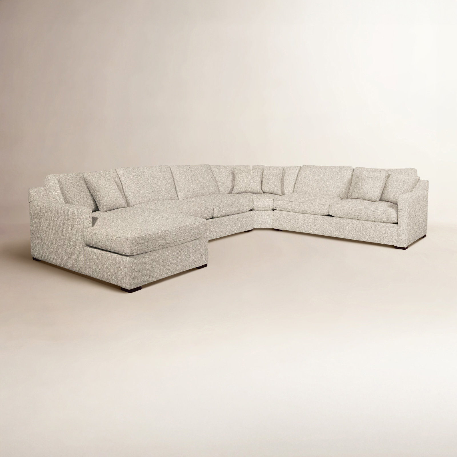 Bel-Air Upholstered L-Sectional, Java Finish, Right Hand Facing, Eggshell Crypton Performance; 0884-93