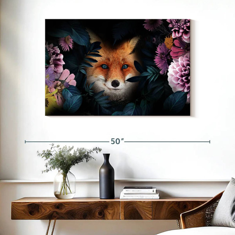 Brampt Floral Red Fox, 26" H x 39" W