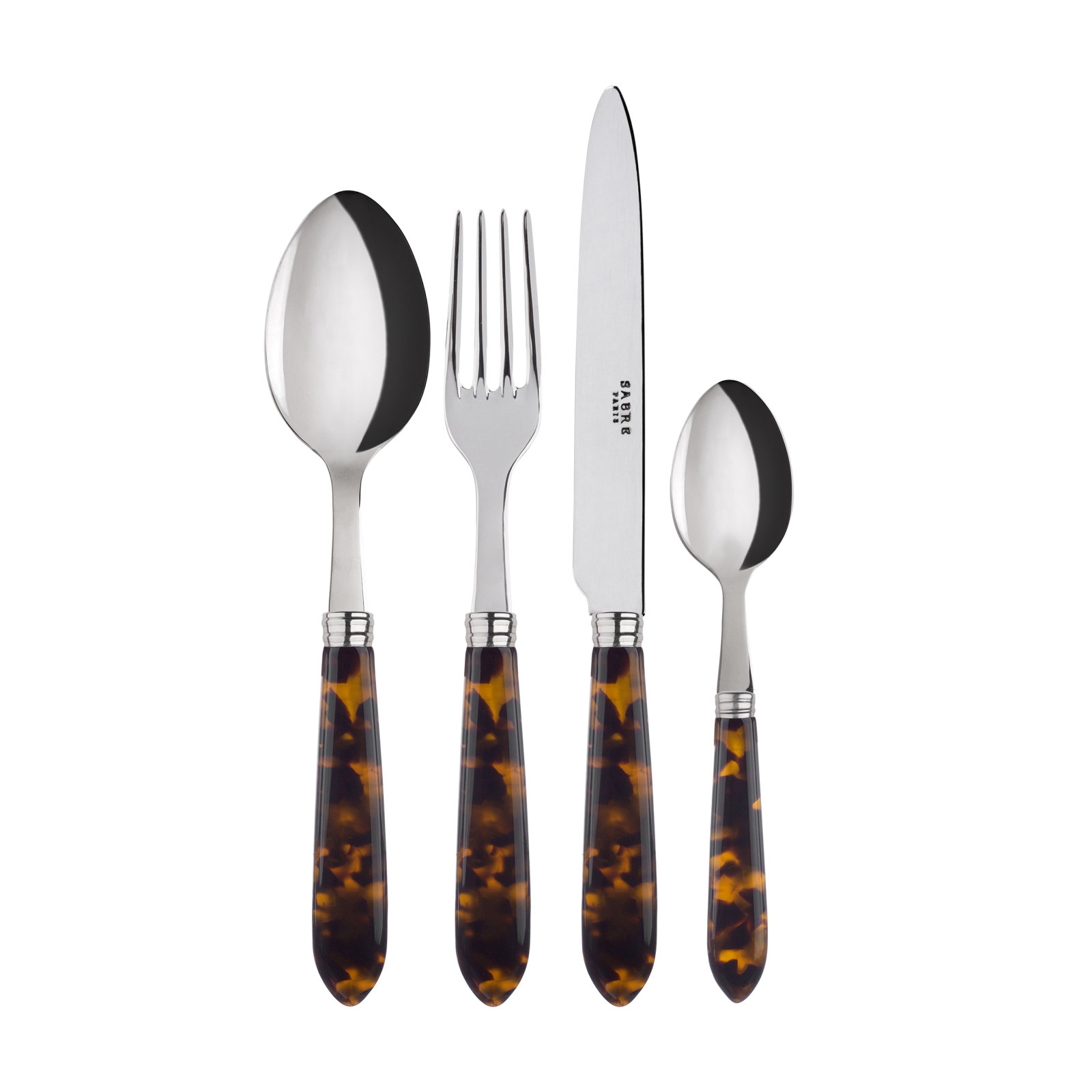 Sabre Paris Tortoise Stainless Steel Flatware Set - Thumbnail 2