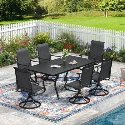 Ensemble repas d'extérieur rectangulaire pour 6 personnes avec chaise pivotante