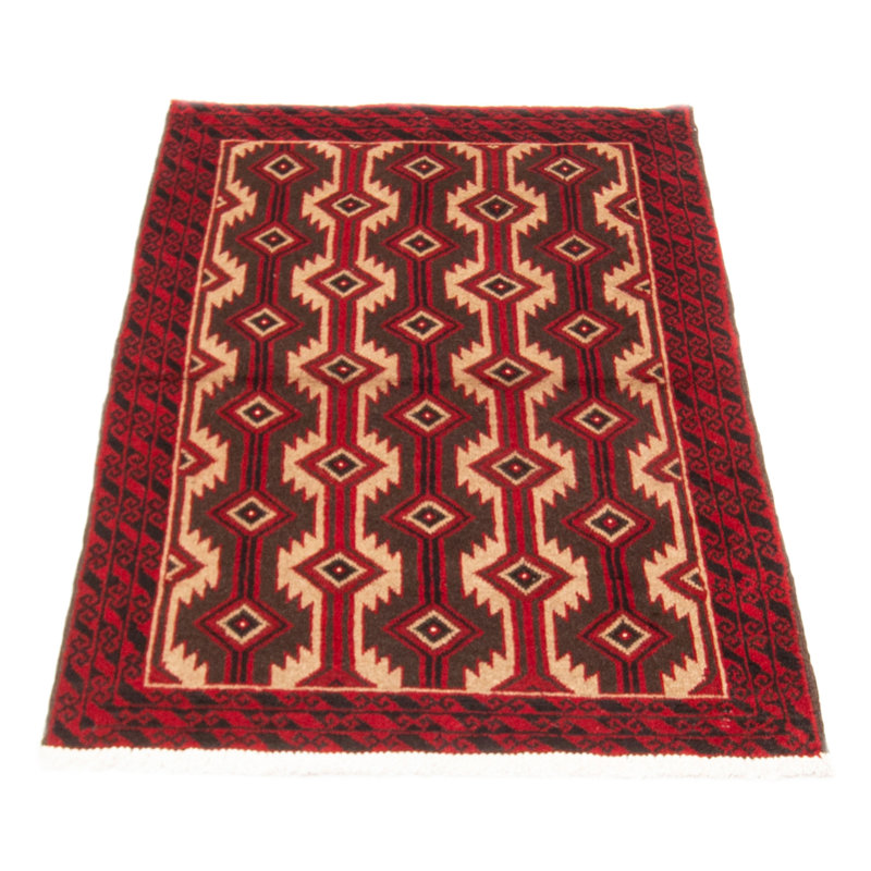 Tapis rouge en laine noué à la main de conception unique 3 pi 4 po x 5 pi 3 po nouvel âge Kalgoorlie