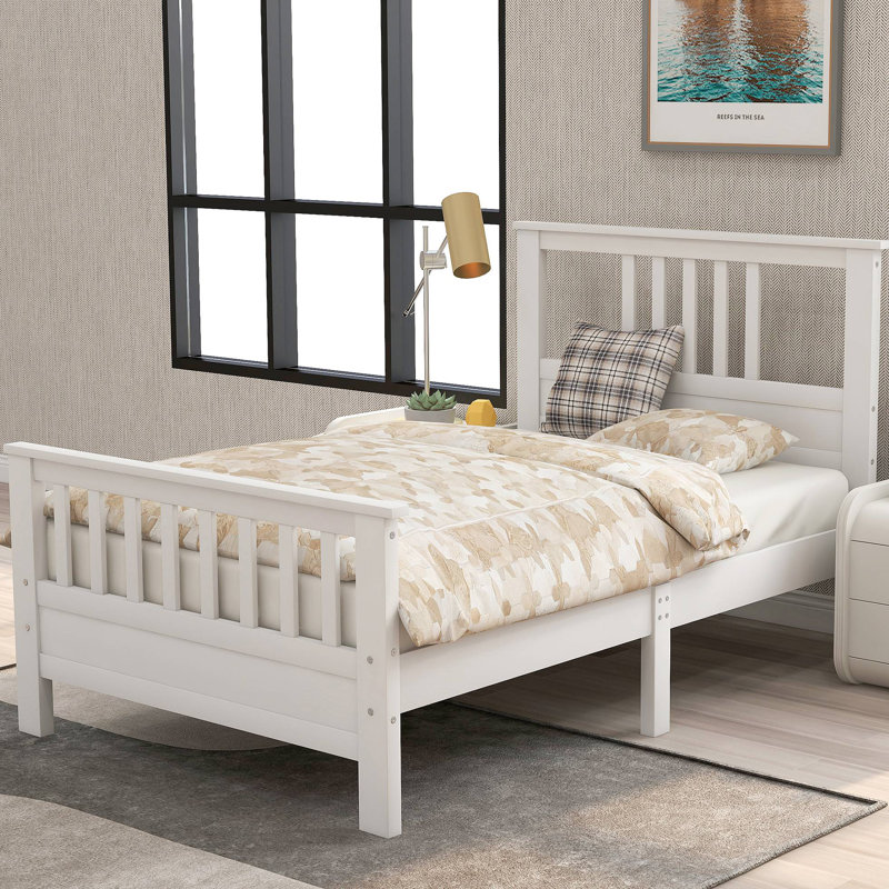 Wood Platform Bed with Headboard and Footboard