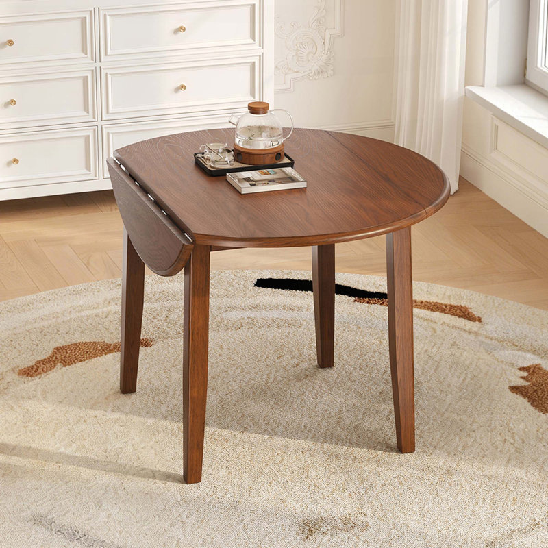 Table de salle à manger extensible ronde pliante pour petits espaces (42,36 po, brun, 2 à 4 places), Noyer