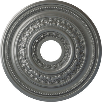 Endurathane Orleans Ceiling Medallion, 17 5/8"OD X 3 5/8"ID X 1 7/8"P (Fits Canopies up to 4 5/8"), Hand-Painted Silver Finish