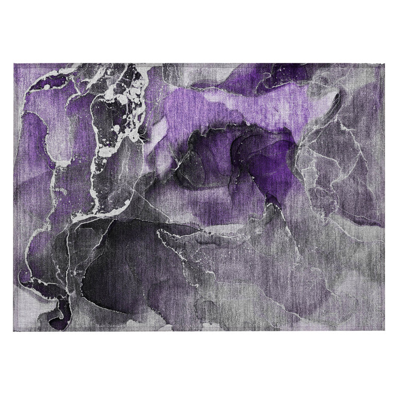Tapis extérieur lavable antidérapant 2 pi x 3 pi gris et mauve