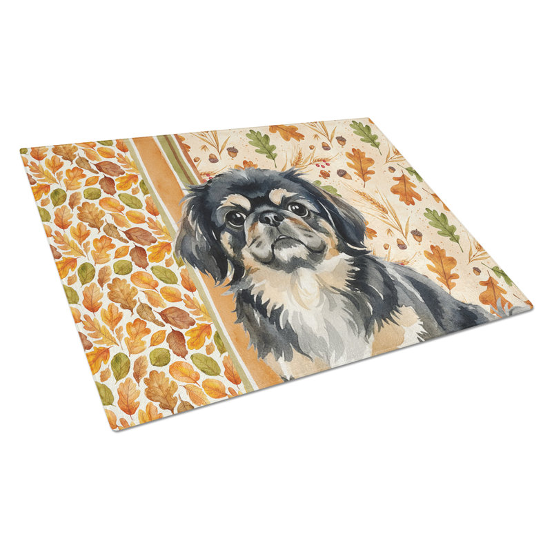 Planche à découper en verre héritage pekingese noir et brun clair