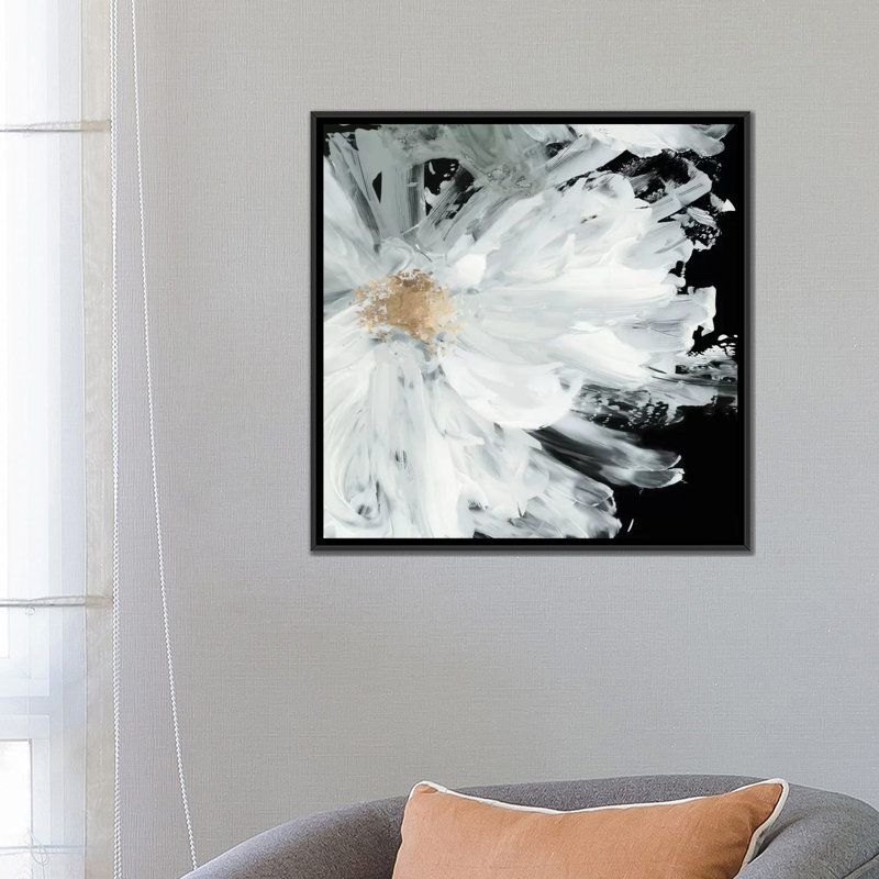 «Peony», reproduction sur toile, H 26 po x l 26 po x P 1,5 po, Toile avec cadre noir, Pas de tapis