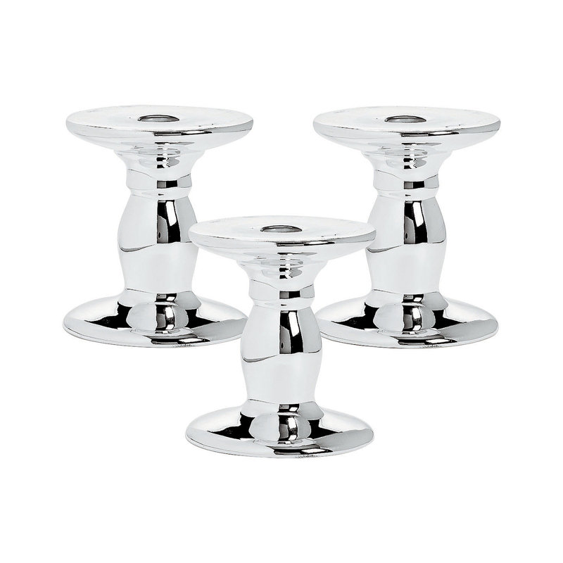 Concrete / Cement Tabletop Candlestick, Silver