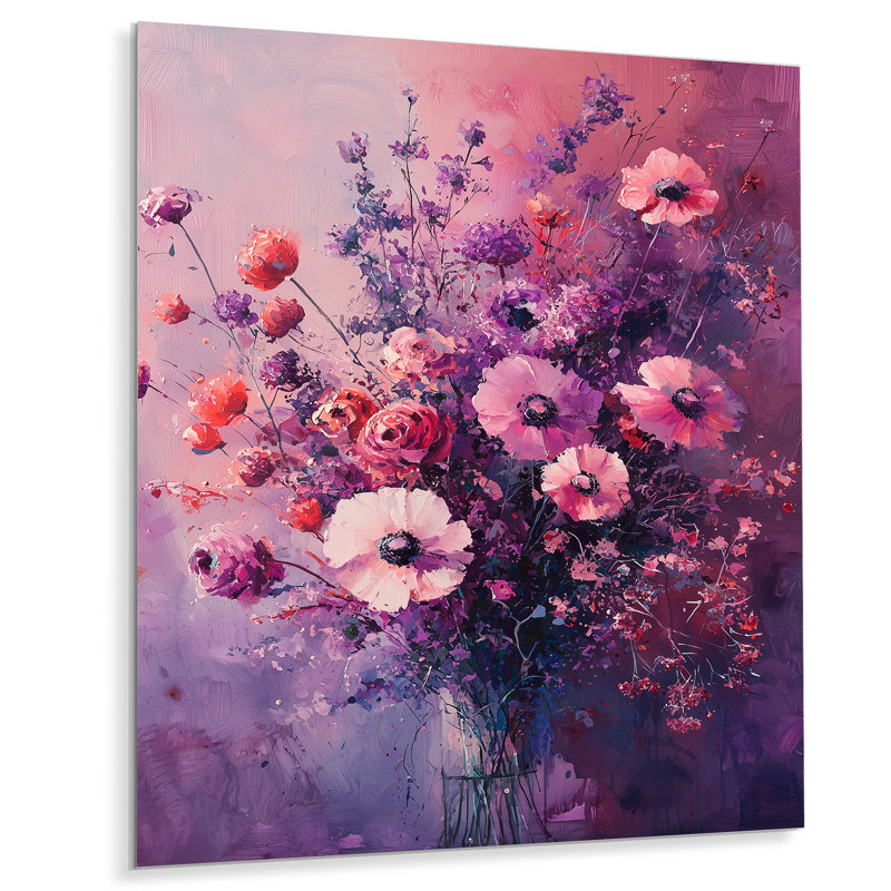 Kearie Hues I - Art mural en métal avec bouquets assortis, H 20 po x l 12 po