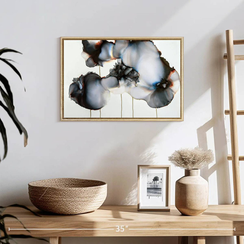 Sonnet noir I, 19 po x 13 po, Cadre flottant en bois naturel
