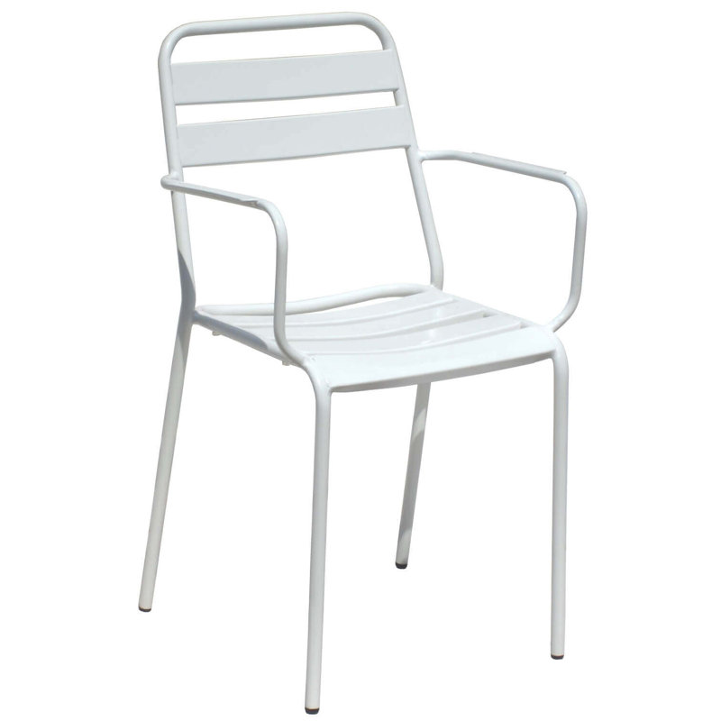 Khailah Stacking Patio Dining Armchair, White