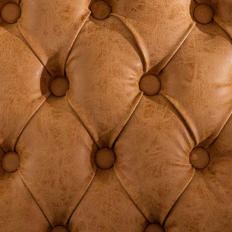 Chaises de salle à manger avec peinture antique, 2 en orange, cuir artificiel PU avec décoration à boucle tirée à la main, pieds en bois massif, sièges confortables, élégantes chaises orange, pièces, revêtement, structure