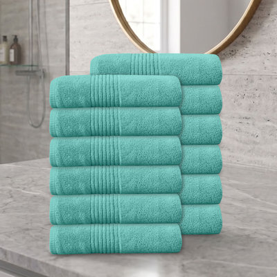 Home Weavers Phoebe 500GSM 100% Cotton Zero Twist Super Absorbent Bath Towel Set, 27"x54" (12)(12 Bath Towels), Turquoise