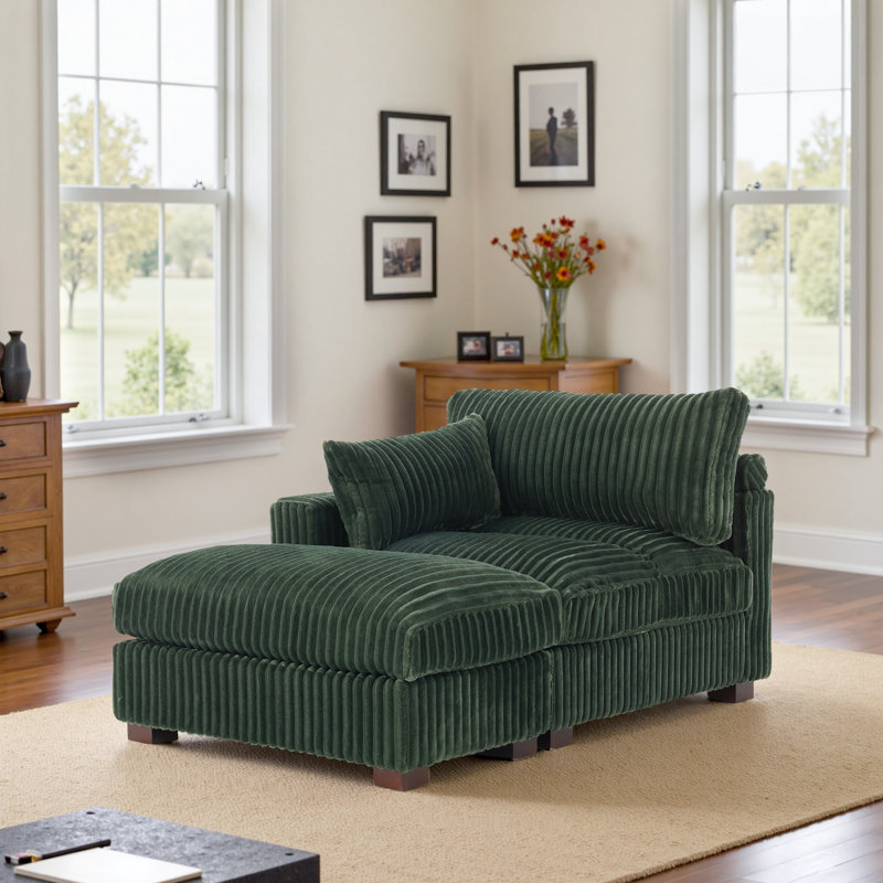 Upholstered Chaise Lounge, Green