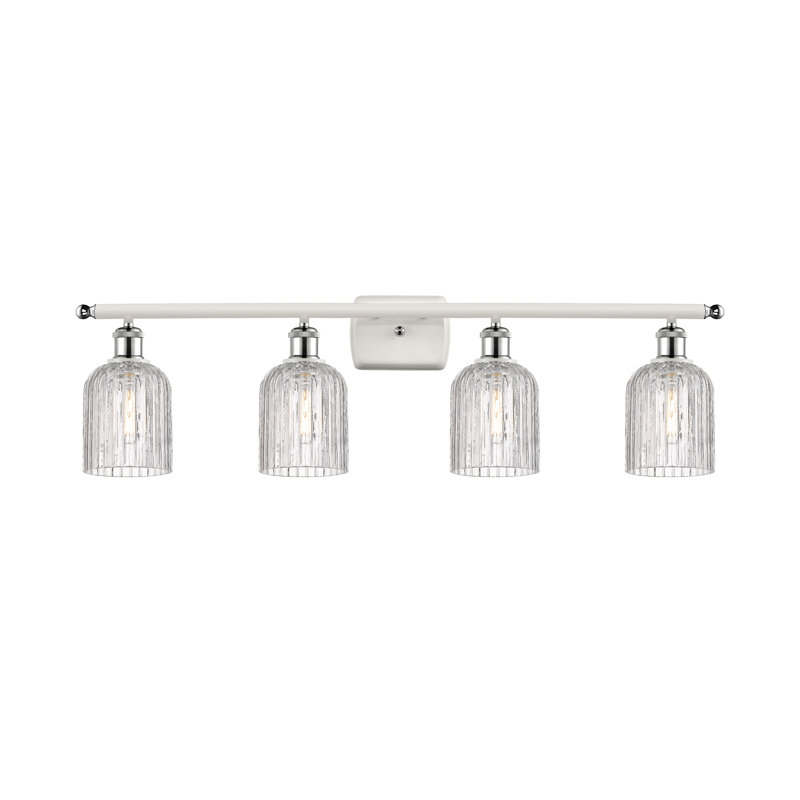 Éclairage pour meuble-lavabo à 4 lumières à intensité variable Fiennes Veil, Chrome poli blanc, Clear