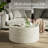 28"Indoor Modern Round Concrect Coffee Table,for Living Room,Beige-124712462