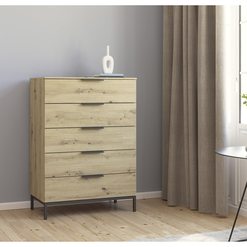 Flipp 5 - Drawer Chest of Drawers, Artisan Oak/Graphite