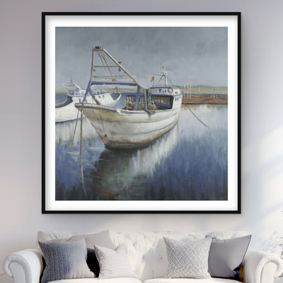 Blue Fishing Boat - Coastal Marine Framed Matted Print Decor