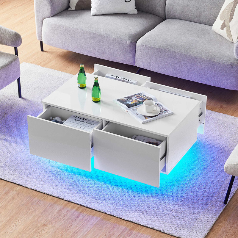 Coffee Table with Storage, White