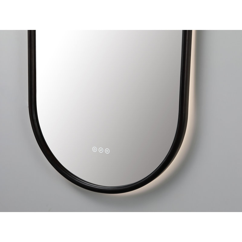 Miroir anti-buée en chêne naturel Veener, 39,37 po x 23,62 po, Noyer foncé, Ovale