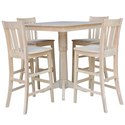 Cenaida 5 - Piece Bar Height Solid Wood Dining Set by Rosalind Wheeler