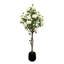 150 cm Lifelike Artificial Rose Tree – Realistic White Flowers, Thick Trunk, Decorative Faux Potted Topiary for Indoor/Outdoor Home & Office – Black Round Belly Pot-671618745