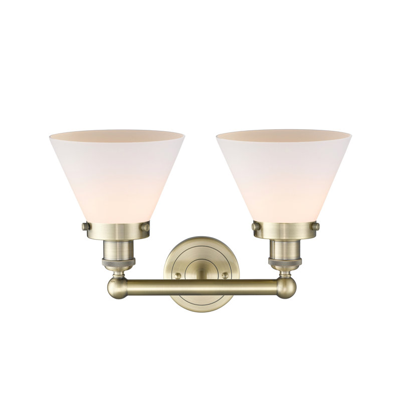 2 - Light Dimmable Vanity Light, Antique Brass, Matte White