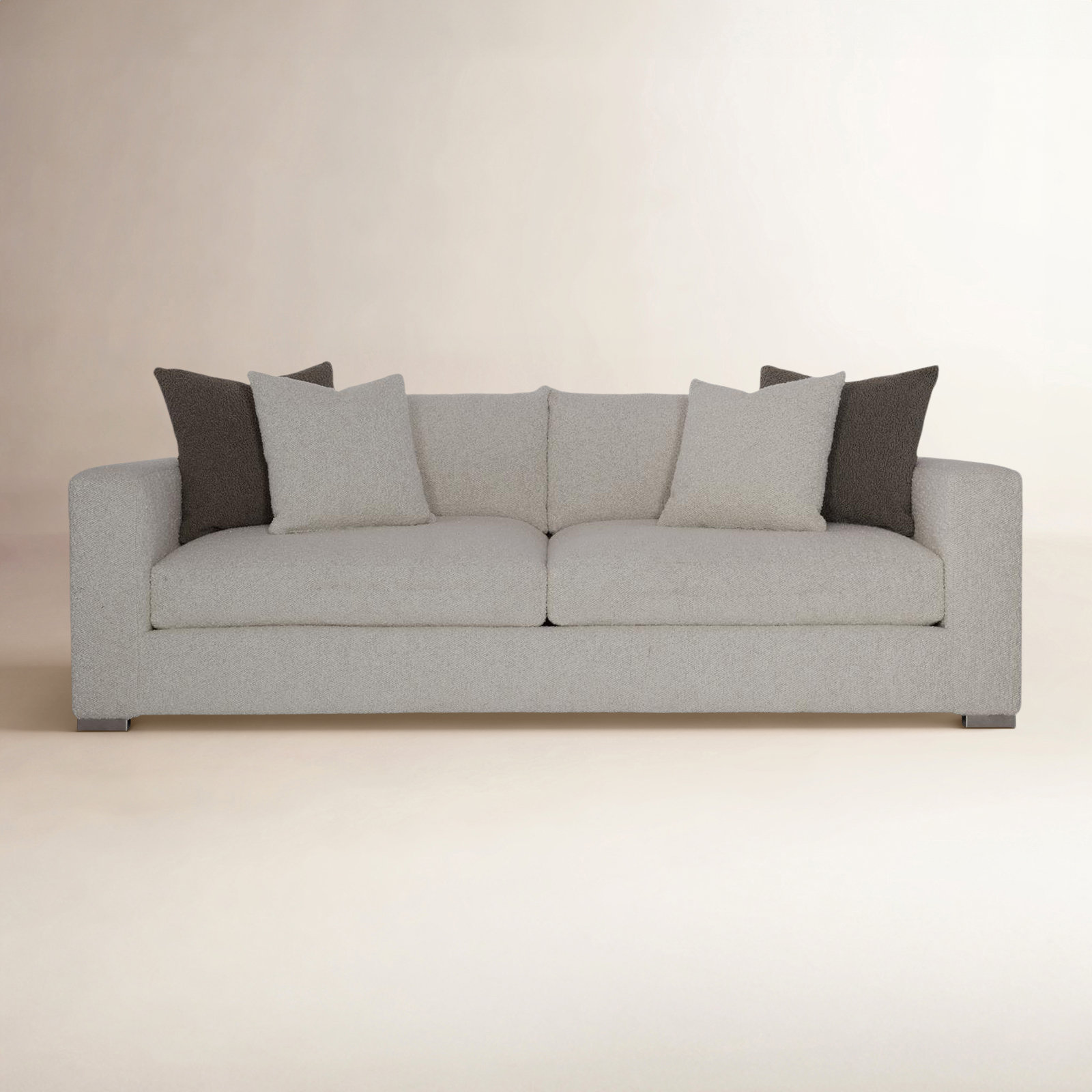 Helena 96" Square Arm Linen Sofa, Cream Boucle 1146-002