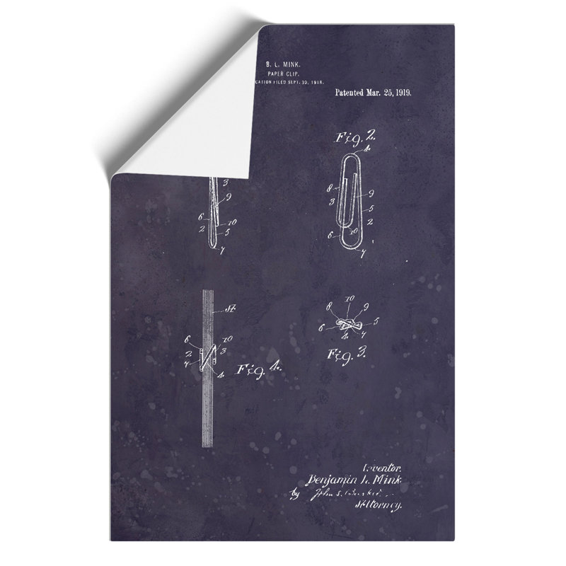 Paper Clip Dark - Frameless Print, 84cm H x 59cm W x 0.1cm D
