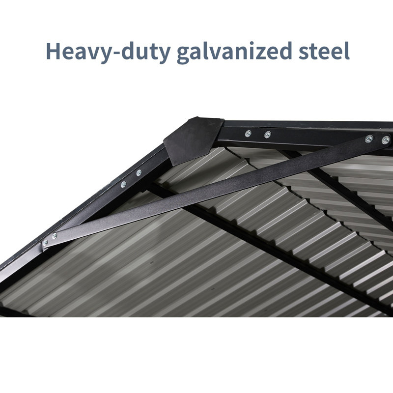 12 x 21 Ft Heavy Duty Galvanized Steel Carport - Vertical Stripe Roof Metal Garage Shelter for Cars, Trucks
