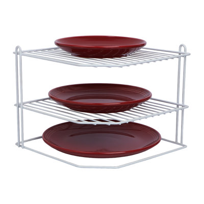 Buckingham 3 Tier Corner Plate Rack Kitchen Cupboard Storage Organiser 28 Cm