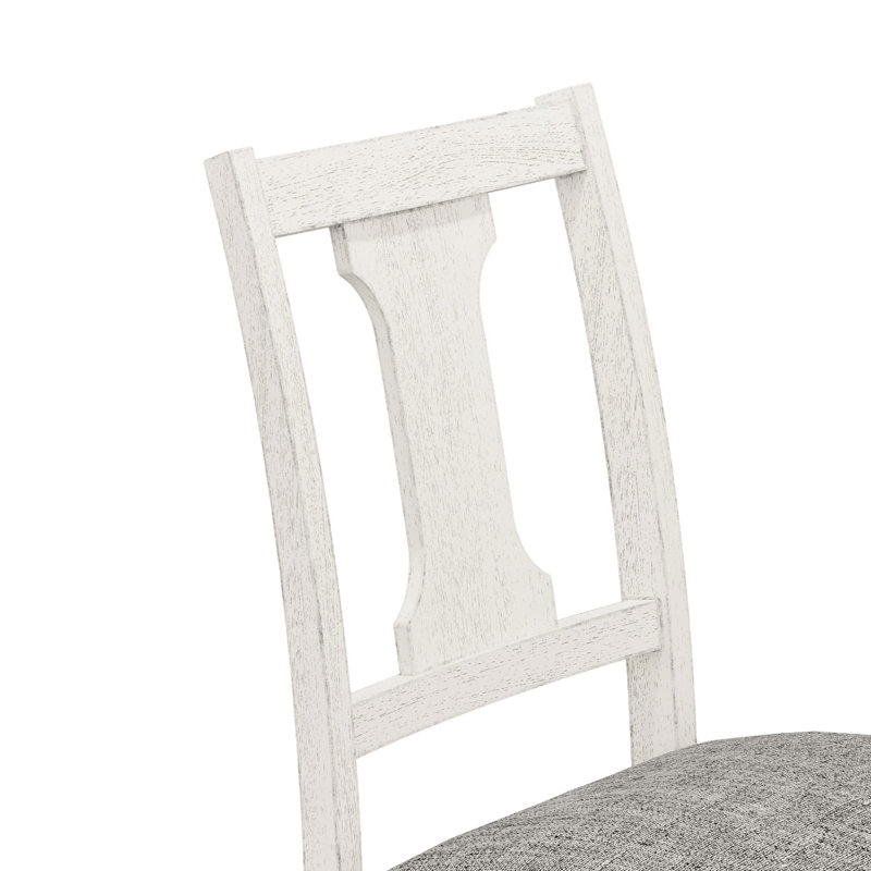 Chaise de salle à manger blanche et grise de 2 personnes, profondeur de siège 18,5 po, 2 pièces + grain de bois naturel, hauteur du dossier 19 po, revêtement en lin