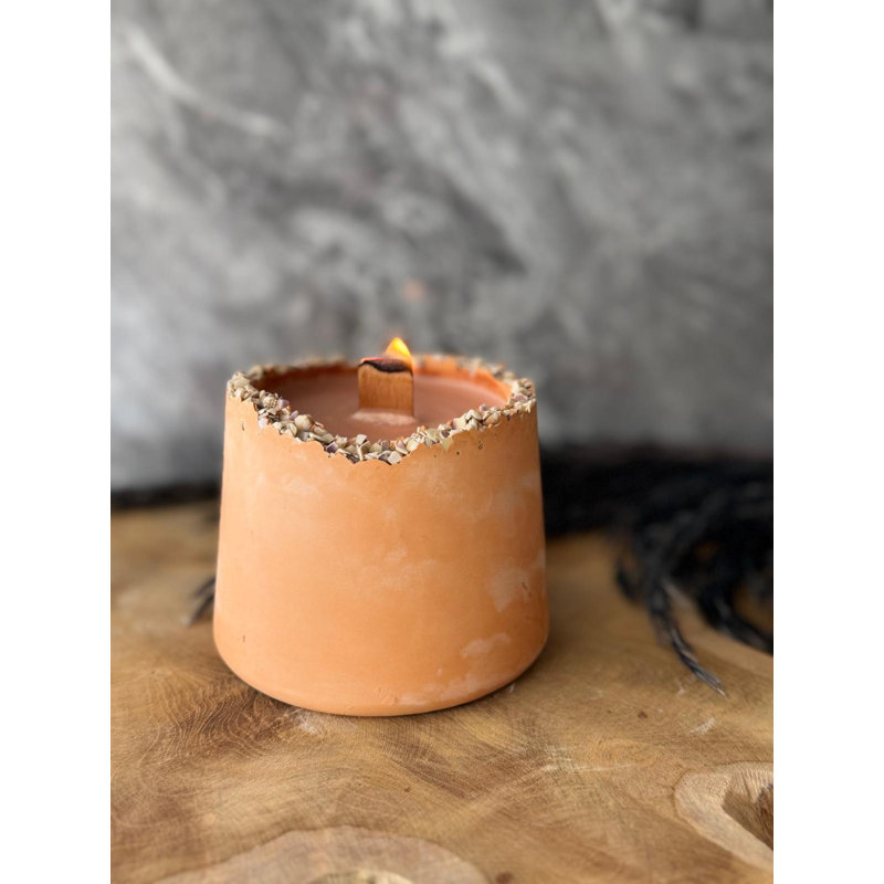 Handcrafted Concrete Candle, Orange Color, 2.8 x 3.9 x 2.8 Inches | 100% Natural Soya Wax for Clean Burning | Perfect for Home Décor, Relaxation, and Aromatherapy | Unique and Stylish Gift Idea