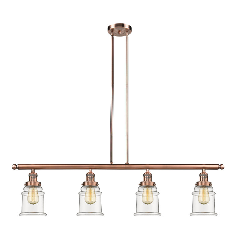 Luminaire suspendu linéaire pour îlot de cuisine à 4 lumières Greeley, Clear, Polished Nickel