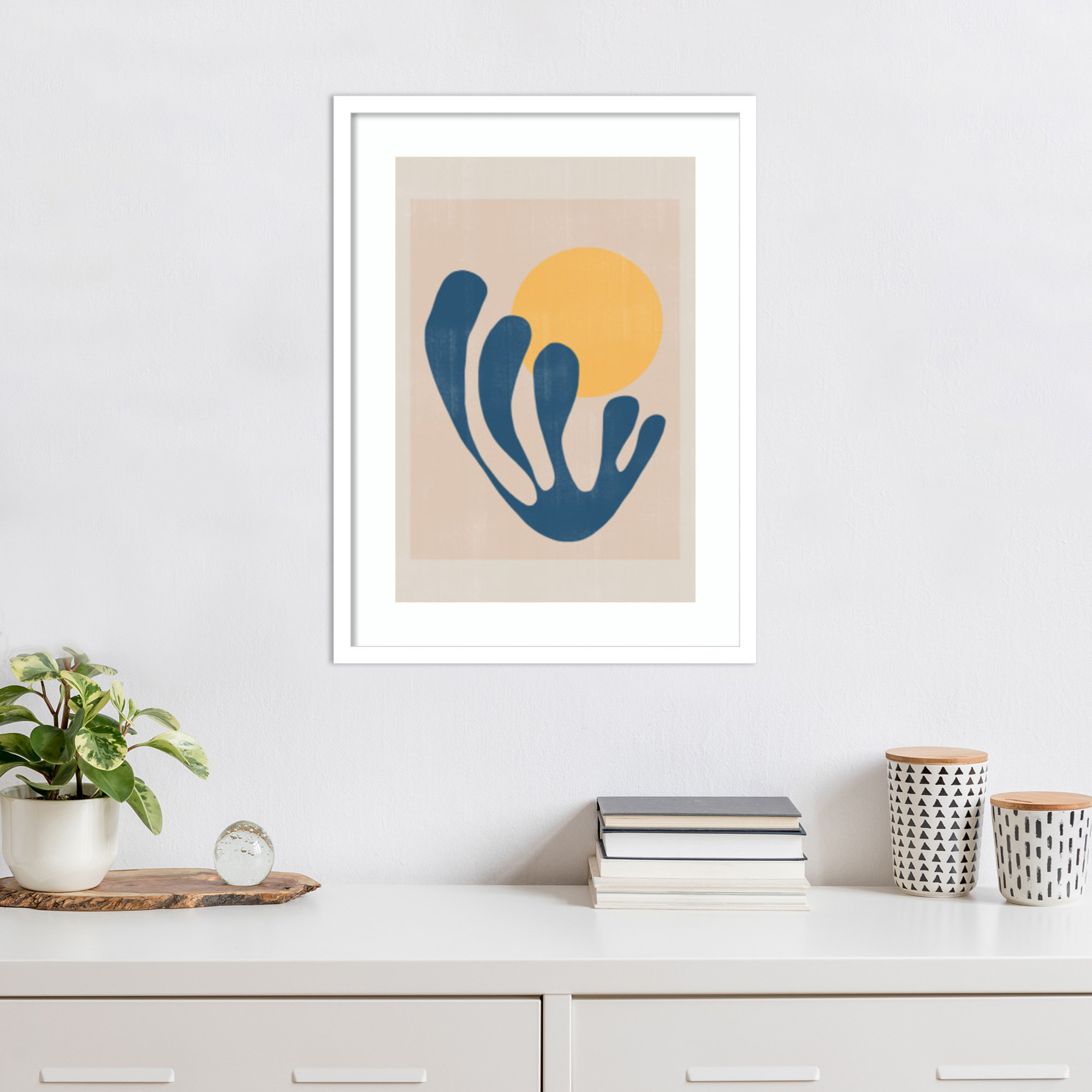 Modern Plant No 1 by The MIUUS STUDIO Wood Framed Wall Art Print, White , 25" H x 19" W