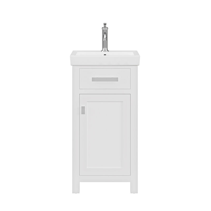 Prestwyck Mia 18" Bath Vanity Single Faucet, Silver, Pure White