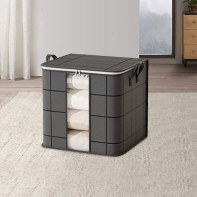  Bacs de rangement avec couvercles, fenêtre transparente et poignées renforcées, grands paniers de rangement pour vêtements, organisateurs de placard et rangement pour vêtements, chandail, édredon, literie