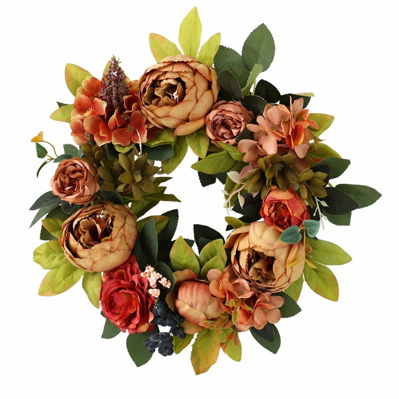 Couronne de pivoines 18 po, Beige
