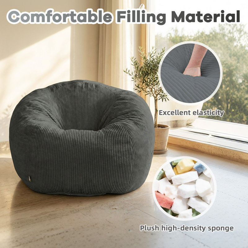 Beanbag Sofa, Round, Grey